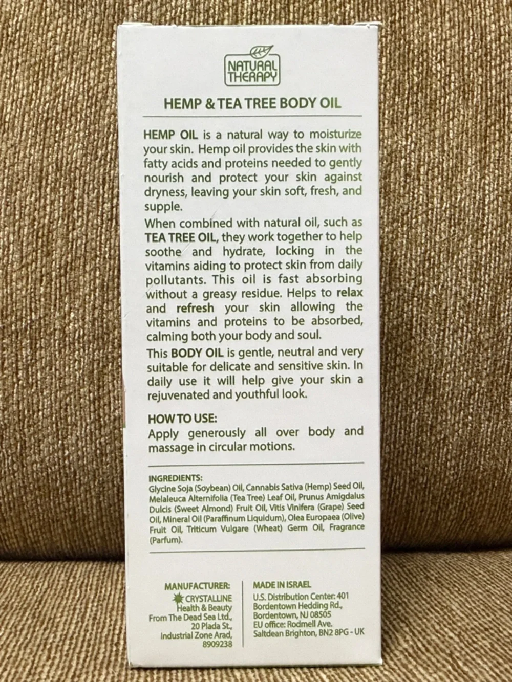 Hemp + Tea Tree Body Oil — Natural Therapy - New